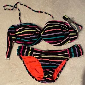 Victoria Secret bikini multicolored stripes size L top S bottom